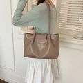Minimalist taupe pleated tote bag with large capacity, stylish shoulder bag for women - Brown