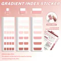 Detail view of pink gradient index stickers showing dimensions and usage on notebook - Large (60 Sheets/Pack) / Gradient Pink
