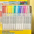 Detailed view of a 15-color double-headed highlighter set for artistic journaling. - Starry Sky Color / 15 Pieces