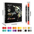 Dimensions and detail view of 24-color double-headed acrylic markers in black box - 12 Pens (24 Colors)