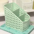 Mintgrüner Schreibtisch-Organizer mit 3 Fächern und Lochdesign für die Aufbewahrung. - Grün
