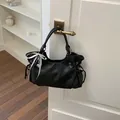 Elegante schwarze Damen-Pendler-Tote-Bag mit hoher Kapazität und gepunkteter Schleife - Schwarz Mit Kaninchenanhänger