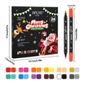 Professional 24-color dual-tip acrylic marker set with Christmas box and technical dimensions - 12 Pieces (24 Colors)