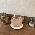 Sac seau rose élégant pour le trajet avec poignées argentées et longue bandoulière - Rose
