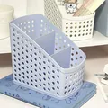 Minimalist lavender desk organizer with multiple compartments for pens and stationery - Blue