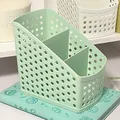 Aesthetic light green multi-grid desk organizer with hollow design for office storage - Green