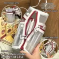 Großvolumiges 2-in-1 Mesh Federmappe und Stiftehalter mit rotem Reißverschluss - Weiß