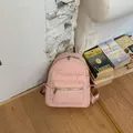 Mochila rosa elegante con estampado de estrellas y letras para estudiantes de colegio - S / Rosa