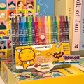 18-color vibrant twist crayons set for kids art with rotating core and cat mascot. - 18 Pcs/Set / 18 Colors Set