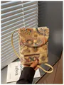 Elegante borsa a tracolla ricamata in stile etnico crema con motivi floreali colorati - Giallo
