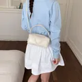 Mini cream cylinder crossbody bag with elegant heart lace detail for women's daily use - L / White