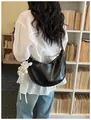 Stylish black crescent dumpling crossbody bag for women featuring a cute knitted bear charm - Black With Pendant / Black