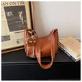 Vintage brown women's large capacity tote bag in soft leather with a cute fuzzy charm - L / Yellow Brown