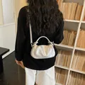 Sac à main élégant en cuir argenté de style dumpling avec bandoulière réglable femme - Argent