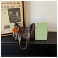 Elegant dark brown soft leather shoulder bag for women with large capacity and charm - S / Coffee