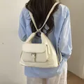 Versatile cream white multi-functional backpack and shoulder bag for women's travel - White