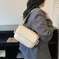 Cream white pebble texture underarm shoulder bag for women fashion accessory - White
