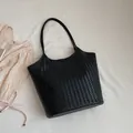 Grote zwarte geweven leren draagtas in vintage stijl voor dames woon-werk - Zwart