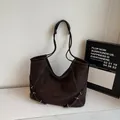 Vintage dark brown large capacity faux leather tote bag with matte finish for women - No Pendant / Coffee