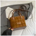 Vintage brown suede quilted bucket bag with adjustable crossbody shoulder strap - No Pendant / Brown