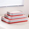 Set of colorful rectangular plastic trays in various sizes for serving desserts and snacks - Small (24x17cm) / Beige