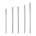 Set of 5 pairs 304 stainless steel Korean style hollow chopsticks in varying lengths - 19cm / Silver