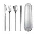 Portable 304 stainless steel cutlery set including spoon fork chopsticks and case - Chopsticks Knife Fork And Spoon With Box