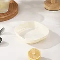 Elegant cream-colored square snack dish for home kitchen dipping and fruit snacks - Solid Minimalist Style / Milky White