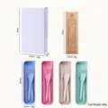 Umweltfreundliches Besteckset aus Weizenstroh in vier Pastellfarben mit tragbarer Aufbewahrungsbox - 4 Sets (Helle Farbe)