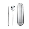 High-quality portable stainless steel cutlery set with spoon, chopsticks and storage case - Chopsticks + Spoon + Case