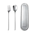 Portable 304 stainless steel travel cutlery set with fork, spoon, and metal storage case. - Fork And Spoon With Box