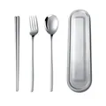 Premium 3-piece 304 stainless steel portable cutlery set with a sleek silver storage case - Chopsticks Fork And Spoon With Box