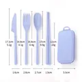 Dimensions of pale blue wheat straw travel cutlery set with weights included. - Five-Piece Set / Blue