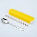 Portable stainless steel cutlery set with yellow storage case including spoon and chopsticks - Spoon and Chopsticks Set / Drawer Box / Yellow