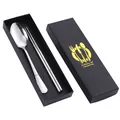 Portable stainless steel spoon and chopsticks set in an elegant black gift box - Chopsticks and Spoon Set / Gift Box