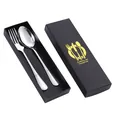 Premium 2-piece stainless steel cutlery set including spoon and fork in a sleek black box - Fork and Spoon Set / Gift Box