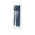 Portable navy blue wheat straw cutlery set with fork, spoon, knife, and chopsticks - PE Bag / Dark Blue