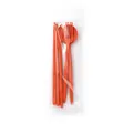 Portable orange wheat straw cutlery set with fork spoon knife and chopsticks in bag - PE Bag / Orange