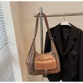 Retro brown large capacity hobo shoulder bag with a front flap pocket for daily use - Coffee