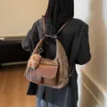 Vintage brown faux leather large capacity backpack for women for travel or commute - With Pendant / Coffee