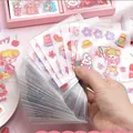 Close-up of 100pcs cute cartoon PET stickers for journaling and DIY crafts decoration - Single Sheet Random Style