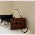 Vintage frosted dark brown suede crossbody bag for women with turn-lock closure - Regular Fit / S / Coffee