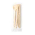 Eco-friendly beige wheat straw 4-piece cutlery set with spoon fork knife in bag - PE Bag / Beige