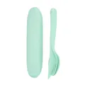 Juego de cubiertos portátiles de paja de trigo verde menta con cuchillo tenedor cuchara - Verde