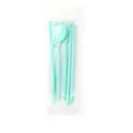 Eco-friendly 4-piece mint blue wheat straw cutlery set with knife fork spoon and chopsticks - PE Bag / Light Green