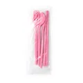 Pink wheat straw 4-piece cutlery set with fork spoon knife and chopsticks in bag - PE Bag / Pink