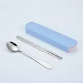 Portable stainless steel cutlery set with blue storage box - Smile Face 2-Piece Set / 2-Piece Set (Nordic Blue Box) / Blue
