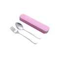 Portable stainless steel cutlery travel set including fork, spoon, and pink carrying box - Style 1010 / Spoon and Fork 2-Piece Set (Nordic Pink Box)