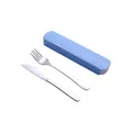 Portable stainless steel cutlery set with knife, fork and blue storage case - Style 1010 / Knife and Fork 2-Piece Set (Nordic Blue Box)