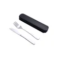 Portable stainless steel cutlery set with silver knife fork and black travel case - Style 1010 / Knife and Fork 2-Piece Set (Black Box)
